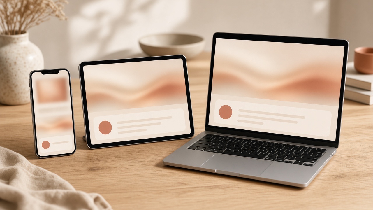 Kafe işletmesi için web sitesi ve mobil ekran kompozisyonu